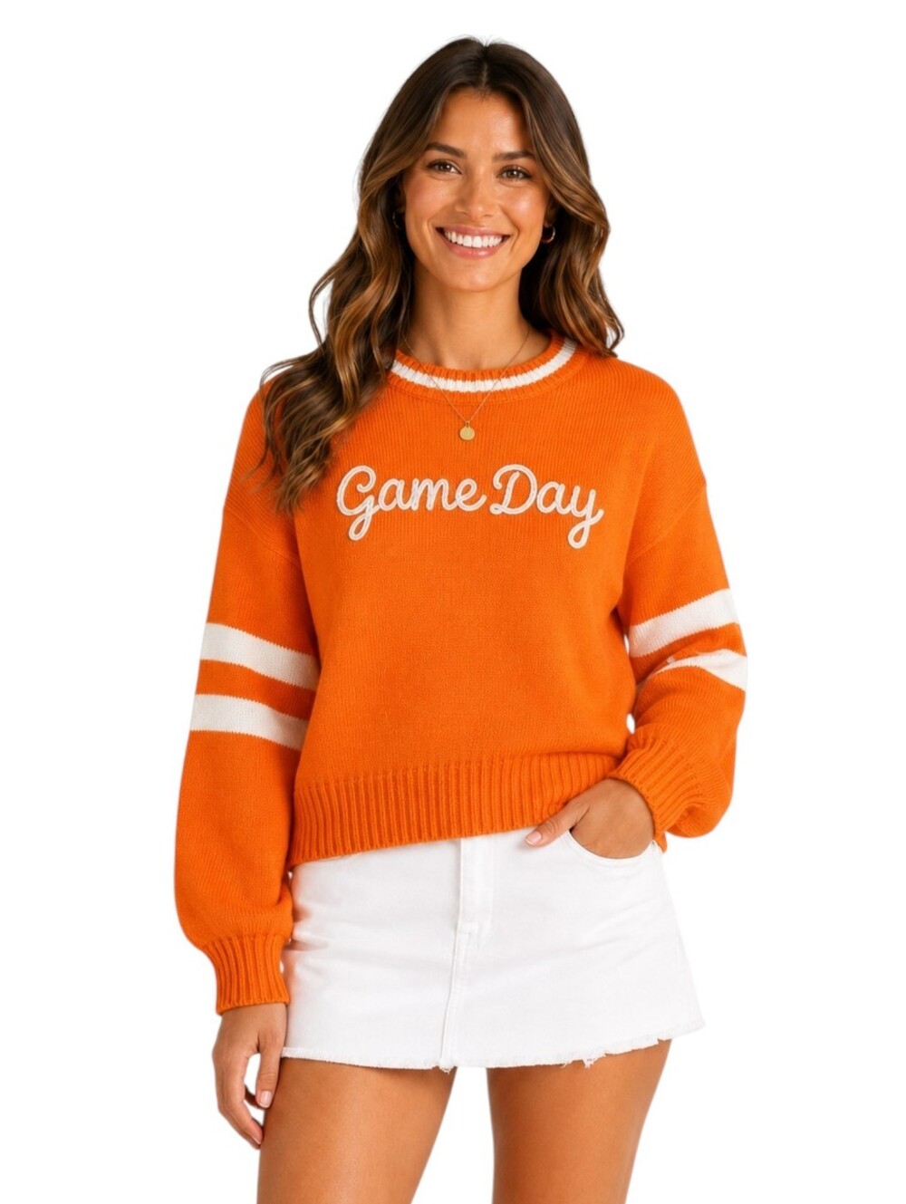 Wild Fable Game Day Knit Sweater Orange White Rope Lettering NWT S
